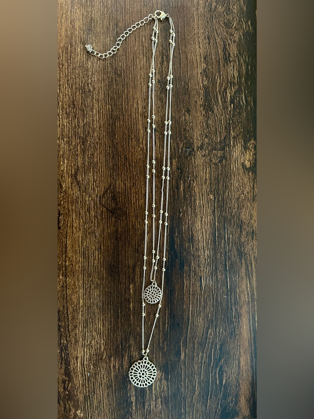 Gold-Tone Double Layer Filigree Disc Necklace - Women's Jewelry